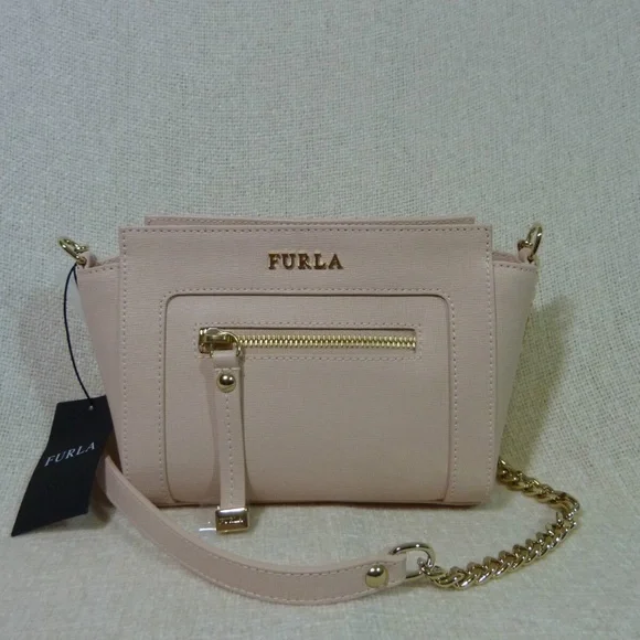 NEW FURLA Pink Leather Mini Ginevra Small Crossbody Bag AUTHENTIC FURLA MINI BAG
